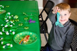 St. Patrick's Day Kids Party kid at a table